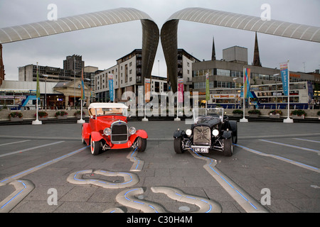 1927 Ford Model T Ford hot rod et 1929 Ford Model A roadster Banque D'Images