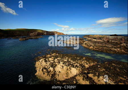 L'entrée du port de rochers à St Abbs. Banque D'Images