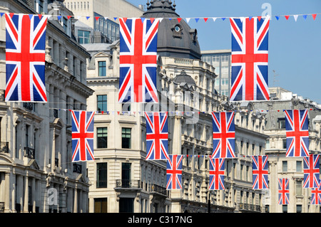 Regent Street London Union Jack flags Banque D'Images