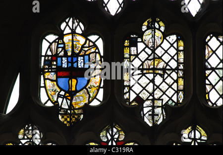 Vitraux médiévaux dans l'église de Saint Eadburgha, Broadway, Worcestershire, Angleterre, RU Banque D'Images