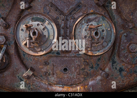Détail de l'original scotch double monté sur la chaudière à vapeur Waverley, construite en 1947. Banque D'Images