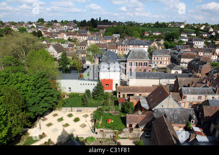 Vue aérienne DE LA PETITE VILLE DE RUGLES, EURE (27), Haute-Normandie, France, Europe Banque D'Images