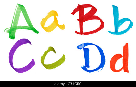 De très grandes lettres d'encre ABCD Banque D'Images