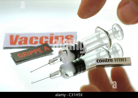 VIRUS H1N1 ET LE VACCIN, LA VACCINATION CONTRE LA GRIPPE A, grippe porcine Banque D'Images