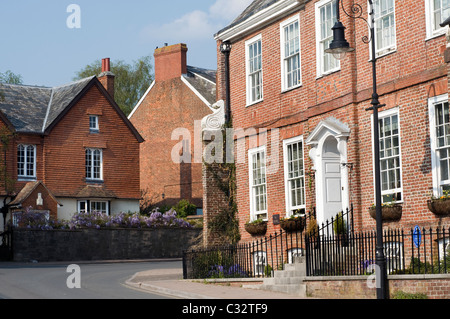 L'architecture géorgienne avec d'autres bâtiments en Honiton, Devon, maisons, porte fourreau goudron,cérémonie, Samuel Taylor Coleridge. Banque D'Images