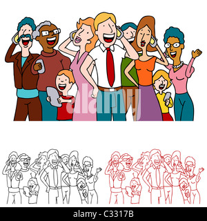 Une image d'un peuple de parler sur leur téléphone cellulaire. Banque D'Images