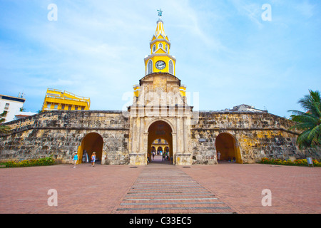 La Tour de la porte (ou Puerta de Reloj), Carthagène, Colombie Banque D'Images