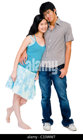 Portrait of a woman posing together isolated over white Banque D'Images