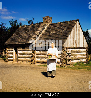 Omagh, Co Tyrone, Irlande du Nord, American Folk Park Log Cabin Banque D'Images