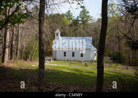 Great Smoky Mountains National Park, Illinois - Missionary Baptist Church et cimetière de la Cades Cove. Banque D'Images