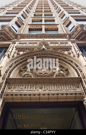 Jusqu'à vers travail décoratif sur Chicago's Fisher Building, conçu par D.H. Burnham et de l'entreprise et terminée en 1906 Banque D'Images