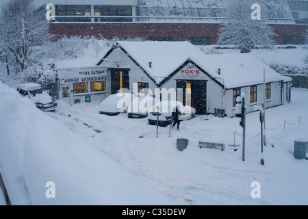 La neige dans le sud de l'Angleterre Surrey Guildford, Royaume-Uni Banque D'Images