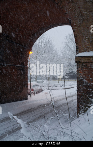 La neige dans le sud de l'Angleterre Surrey Guildford, Royaume-Uni Banque D'Images