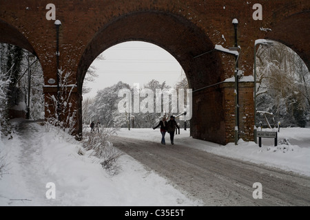 La neige dans le sud de l'Angleterre Surrey Guildford, Royaume-Uni Banque D'Images