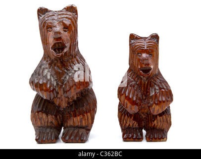 Paire de bois sculpté Forêt Noire allemande les ours. Banque D'Images