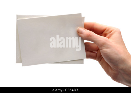 Main tenant note card Banque D'Images