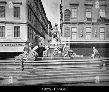 L'un des premiers de la nouvelle autotypes Marktbrunnen Fontaine, Vienne, Autriche, de photographie historique, 1884 Banque D'Images