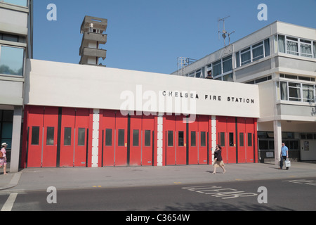 Chelsea Fire Station sur King's Road, Chelsea, à l'ouest de Londres, SW3, au Royaume-Uni. Banque D'Images