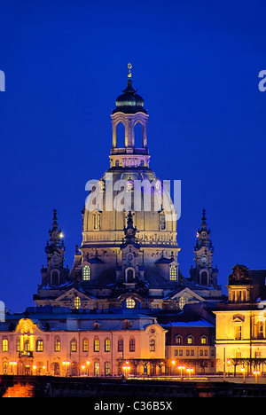 Frauenkirche de Dresde Dresde Nacht - église Notre Dame de nuit 05 Banque D'Images