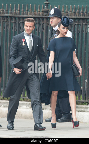 Le mariage du Prince William et Catherine Middleton. 29 avril 2011. David et Victoria Beckham arrivent à l'abbaye de Westminster Banque D'Images