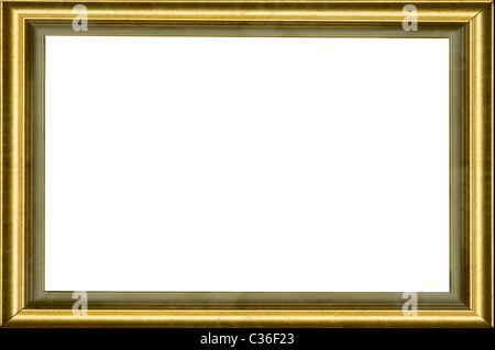 Châssis en bois classique d'or sur fond blanc Banque D'Images