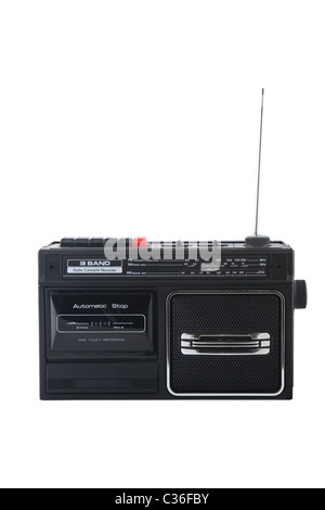 Vintage radio cassette, isolated on white Banque D'Images