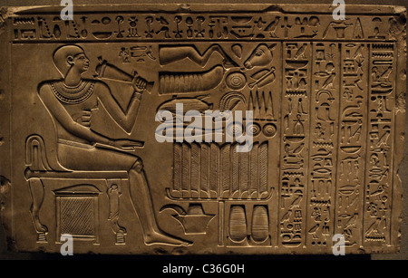 L'art égyptien de la Stèle funéraire Maaty Gatekeeper. Première Période Intermédiaire. 11e dynastie. Règne de Mentuhotep II. Banque D'Images