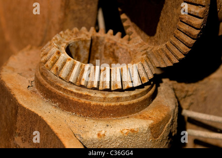 Détail de l'old rusty gears, roues de transmission Banque D'Images