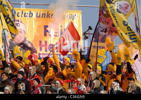 Fans de worldcup Reinfried Herbst skieur de l'Autriche à la coupe du monde d'Adelboden, Suisse Banque D'Images