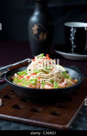 Noodles with prawns Banque D'Images