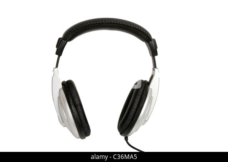 Vue avant du casque dj sur fond blanc Banque D'Images