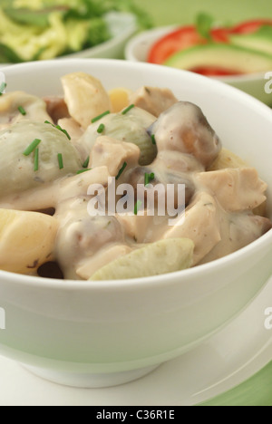 Pâtes aux champignons et Crème de poulet Banque D'Images