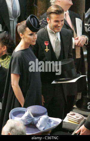 David et Victoria Beckham au mariage du Prince William et Catherine Middleton à l'abbaye de Westminser Banque D'Images