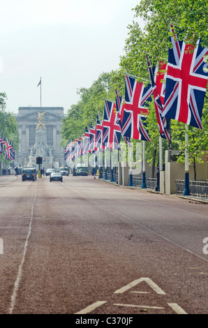 Union Jack Flag, Buckingham Palace, Mariage Royal, Prince William et Kate Middleton Catherin '' Banque D'Images