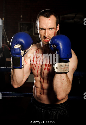 Portrait of male boxer au cours de lutte Banque D'Images