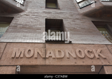 Inscrivez-vous sur le bâtiment Monadnock à Chicago. C'est le plus haut du monde maçonnerie porteuse immeuble commercial (terminé en 1890) Banque D'Images