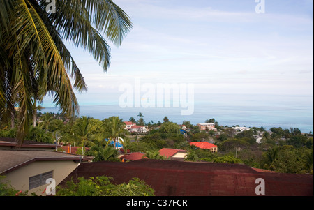 Avis de Dickenson Bay à partir de l'établissement Tradewinds Hotel Banque D'Images