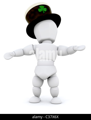 3D Man celebrating St Patrick's Day isolated Banque D'Images