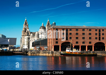 Albert Dock Liverpool UK et bâtiments du foie Banque D'Images