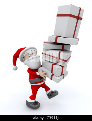 3D render of santa clause et cadeaux Banque D'Images