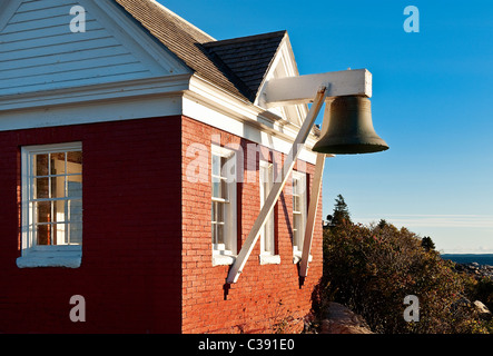 Point de Pemaquid light station bellhouse, muscongus bay, bristol, Maine, USA. 1827 Banque D'Images