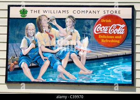 Old Time signe sur l'Williams Company General Store publicité Coca-Cola. Otter Tail Minnesota MN USA Banque D'Images