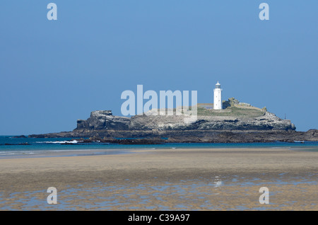 Le phare de Godrevy Godrevy Island, au large de Point, près de Hayle, Cornwall, UK Banque D'Images