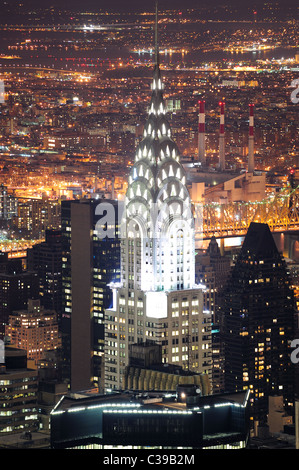 Le Chrysler Building at night à Midtown Manhattan, New York City Banque D'Images