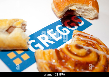 Image d'illustration de produits fabriqués par le boulanger Greggs. Banque D'Images