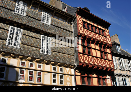 France, Bretagne (Bretagne), Finistère, Quimper, rue Kéréon, maisons à colombages Banque D'Images