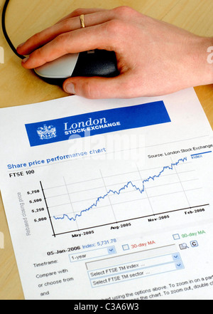 L'image figurative d'une bourse de Londres FTSE 100 performance graphique. Banque D'Images