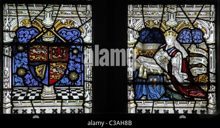 Un vitrail par le Kempe Studios, de l'église St Mary, Mucklestone, Staffordshire ; Banque D'Images