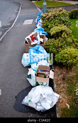 Les déchets ménagers recyclables soumis à la collecte. Trier les déchets dans les ménages par exemple le verre, le plastique, le papier, les canettes Banque D'Images