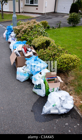 Les déchets ménagers recyclables soumis à la collecte. Trier les déchets dans les ménages par exemple le verre, le plastique, le papier, les canettes Banque D'Images